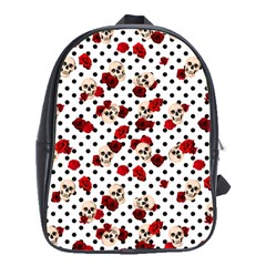 Skulls And Roses School Bag (xl) by Valentinaart