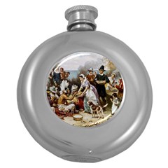 The First Thanksgiving Round Hip Flask (5 Oz) by Valentinaart