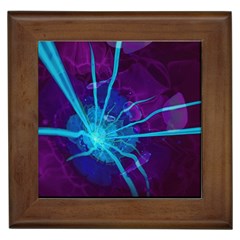 Beautiful Bioluminescent Sea Anemone Fractalflower Framed Tiles by jayaprime