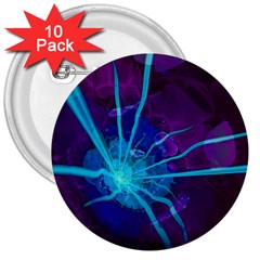 Beautiful Bioluminescent Sea Anemone Fractalflower 3  Buttons (10 Pack)  by jayaprime