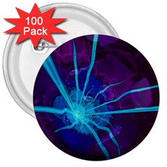 Beautiful Bioluminescent Sea Anemone Fractalflower 3  Buttons (100 Pack)  by jayaprime