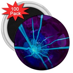 Beautiful Bioluminescent Sea Anemone Fractalflower 3  Magnets (100 Pack) by jayaprime