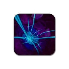 Beautiful Bioluminescent Sea Anemone Fractalflower Rubber Coaster (square)  by jayaprime