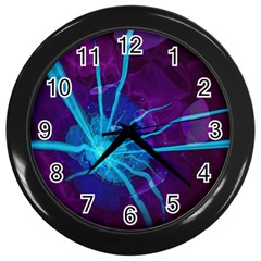 Beautiful Bioluminescent Sea Anemone Fractalflower Wall Clocks (black) by jayaprime