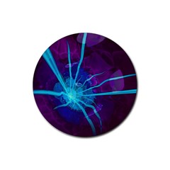 Beautiful Bioluminescent Sea Anemone Fractalflower Rubber Round Coaster (4 Pack)  by jayaprime