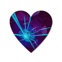 Beautiful Bioluminescent Sea Anemone Fractalflower Heart Magnet by jayaprime