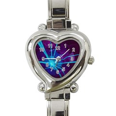 Beautiful Bioluminescent Sea Anemone Fractalflower Heart Italian Charm Watch by jayaprime