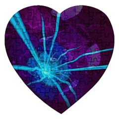 Beautiful Bioluminescent Sea Anemone Fractalflower Jigsaw Puzzle (heart) by jayaprime