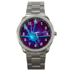 Beautiful Bioluminescent Sea Anemone Fractalflower Sport Metal Watch by jayaprime