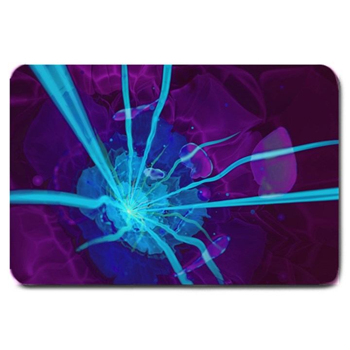 Beautiful Bioluminescent Sea Anemone Fractalflower Large Doormat 