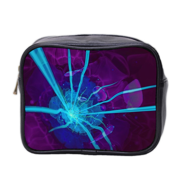 Beautiful Bioluminescent Sea Anemone Fractalflower Mini Toiletries Bag 2-Side