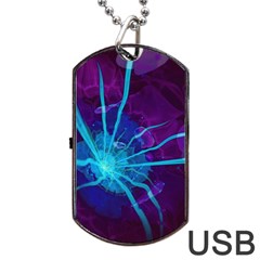 Beautiful Bioluminescent Sea Anemone Fractalflower Dog Tag Usb Flash (two Sides) by jayaprime