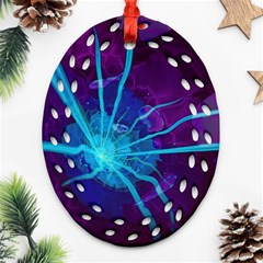 Beautiful Bioluminescent Sea Anemone Fractalflower Ornament (oval Filigree) by jayaprime