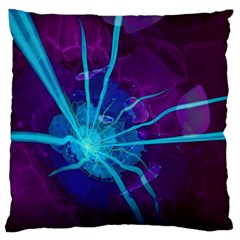 Beautiful Bioluminescent Sea Anemone Fractalflower Large Cushion Case (one Side) by jayaprime