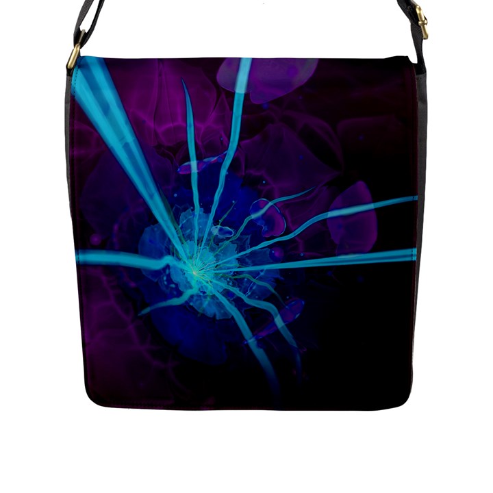 Beautiful Bioluminescent Sea Anemone Fractalflower Flap Messenger Bag (L) 