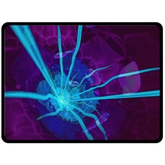 Beautiful Bioluminescent Sea Anemone Fractalflower Double Sided Fleece Blanket (large)  by jayaprime