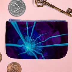 Beautiful Bioluminescent Sea Anemone Fractalflower Large Coin Purse by jayaprime