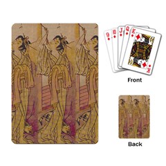 Japanese Geisha With Cat Illustration Playing Card