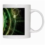 Green Chaos Clock, Steampunk Alchemy Fractal Mandala White Mugs Right