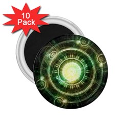 Green Chaos Clock, Steampunk Alchemy Fractal Mandala 2 25  Magnets (10 Pack)  by jayaprime