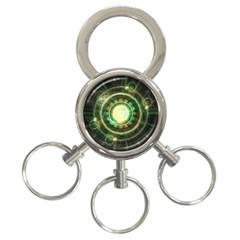 Green Chaos Clock, Steampunk Alchemy Fractal Mandala 3-ring Key Chains by jayaprime