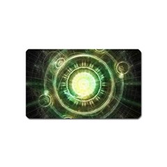 Green Chaos Clock, Steampunk Alchemy Fractal Mandala Magnet (name Card) by jayaprime