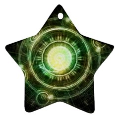 Green Chaos Clock, Steampunk Alchemy Fractal Mandala Star Ornament (two Sides) by jayaprime