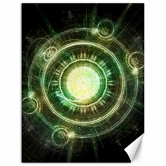 Green Chaos Clock, Steampunk Alchemy Fractal Mandala Canvas 18  X 24   by jayaprime