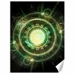 Green Chaos Clock, Steampunk Alchemy Fractal Mandala Canvas 36  X 48   by jayaprime