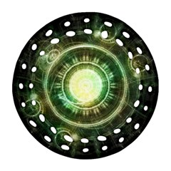 Green Chaos Clock, Steampunk Alchemy Fractal Mandala Round Filigree Ornament (two Sides) by jayaprime