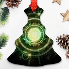 Green Chaos Clock, Steampunk Alchemy Fractal Mandala Christmas Tree Ornament (two Sides) by jayaprime