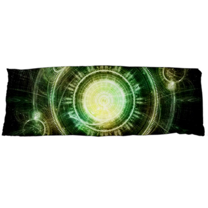 Green Chaos Clock, Steampunk Alchemy Fractal Mandala Body Pillow Case (Dakimakura)