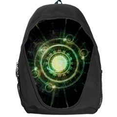 Green Chaos Clock, Steampunk Alchemy Fractal Mandala Backpack Bag by jayaprime