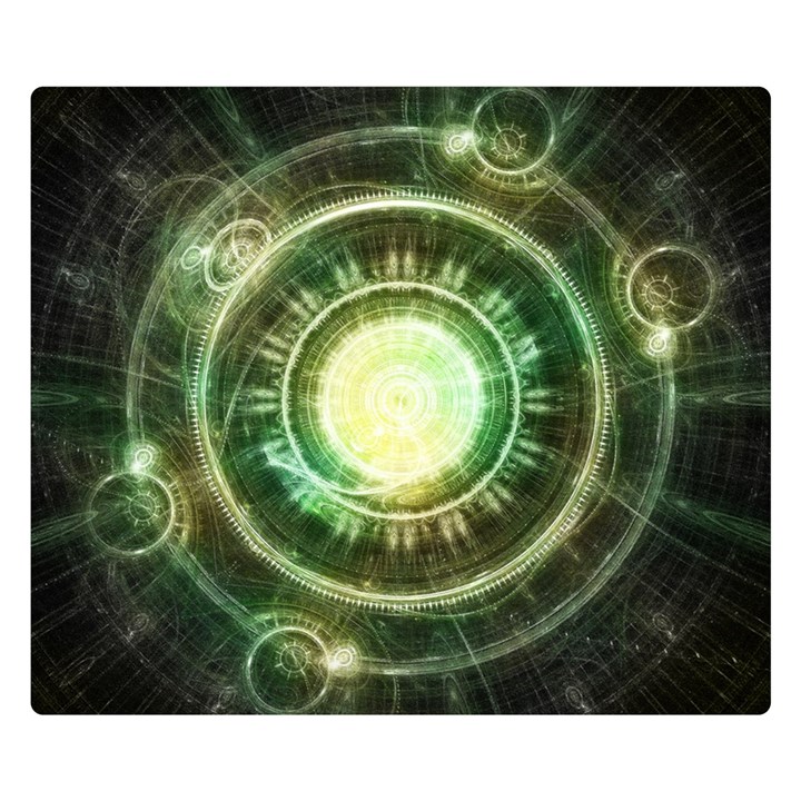 Green Chaos Clock, Steampunk Alchemy Fractal Mandala Double Sided Flano Blanket (Small) 