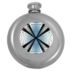 6th Dimension Metal Abstract Obtained Through Mirroring Round Hip Flask (5 Oz) by Celenk