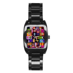 Abstract A Colorful Modern Illustration Stainless Steel Barrel Watch by Celenk