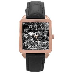 Graffiti Rose Gold Leather Watch  by ValentinaDesign