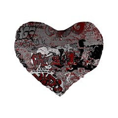 Graffiti Standard 16  Premium Flano Heart Shape Cushions by ValentinaDesign