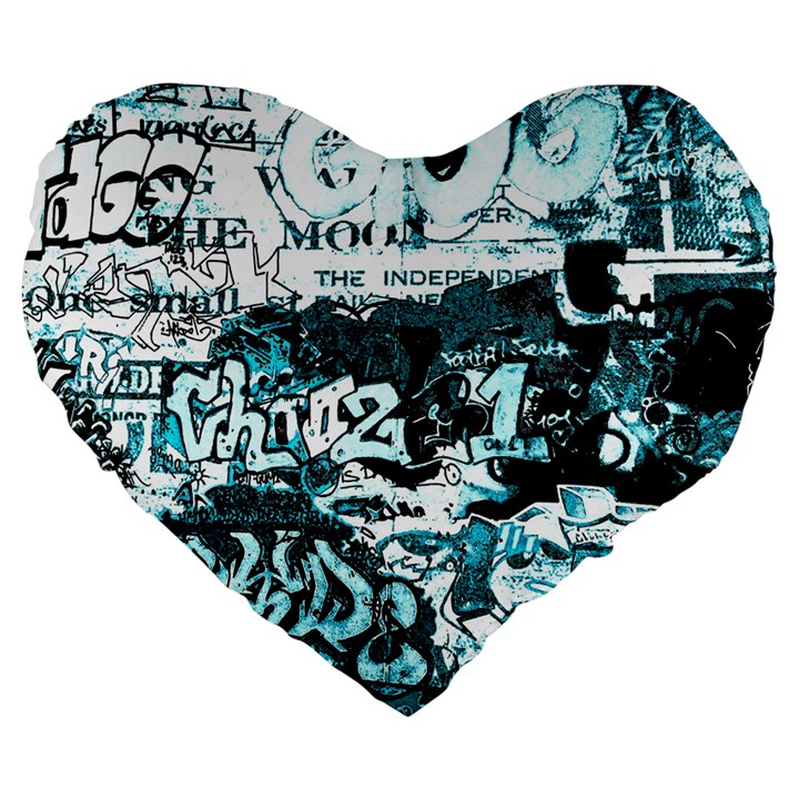 Graffiti Large 19  Premium Flano Heart Shape Cushions