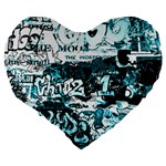 Graffiti Large 19  Premium Flano Heart Shape Cushions Back