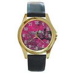 Graffiti Round Gold Metal Watch by ValentinaDesign