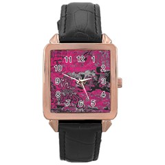 Graffiti Rose Gold Leather Watch  by ValentinaDesign