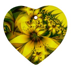 Beautiful Yellow-green Meadow Of Daffodil Flowers Ornament (heart) by jayaprime