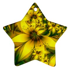 Beautiful Yellow-green Meadow Of Daffodil Flowers Ornament (star) by jayaprime