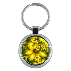 Beautiful Yellow-green Meadow Of Daffodil Flowers Key Chains (round)  by jayaprime