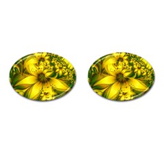 Beautiful Yellow-green Meadow Of Daffodil Flowers Cufflinks (oval) by jayaprime