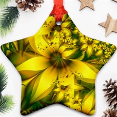 Beautiful Yellow-green Meadow Of Daffodil Flowers Star Ornament (two Sides) by jayaprime