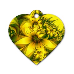 Beautiful Yellow-green Meadow Of Daffodil Flowers Dog Tag Heart (one Side) by jayaprime