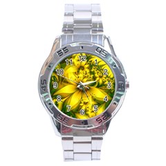 Beautiful Yellow-green Meadow Of Daffodil Flowers Stainless Steel Analogue Watch by jayaprime