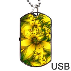 Beautiful Yellow-green Meadow Of Daffodil Flowers Dog Tag Usb Flash (one Side) by jayaprime